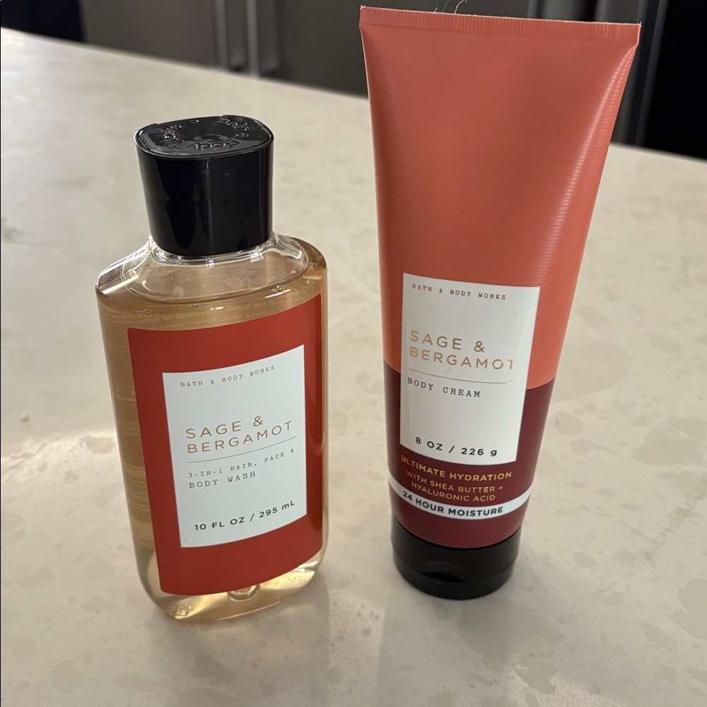 Bath & body Works Sage & Bergamot Body spray body wash Body cream men’s set